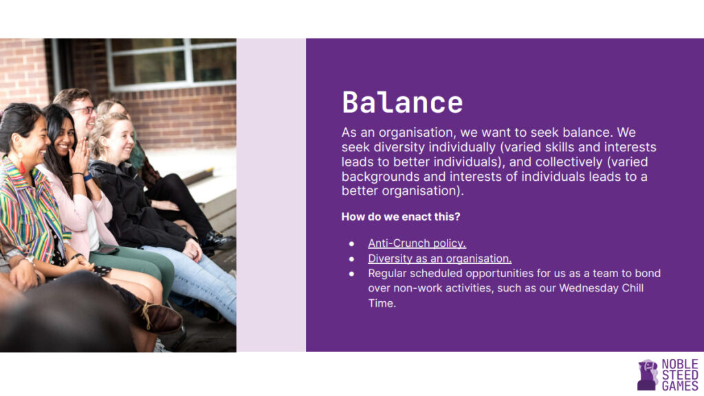 A snippet of our Culture book, on "Balance".