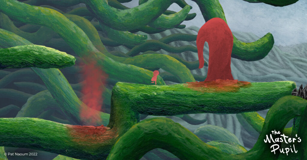 A screenshot of the game, showing the red "sniffy" obstacle.
