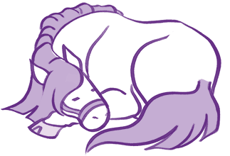 An animated illustration of Horsey sleeping and resting.