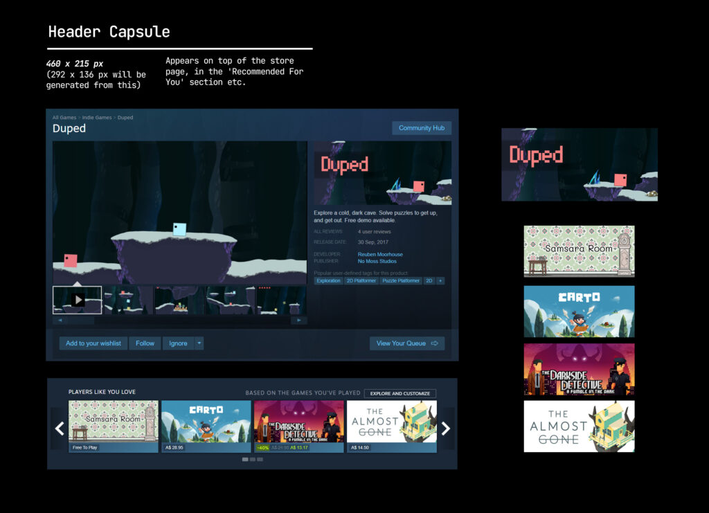 Sample of a header image in the steam store page.