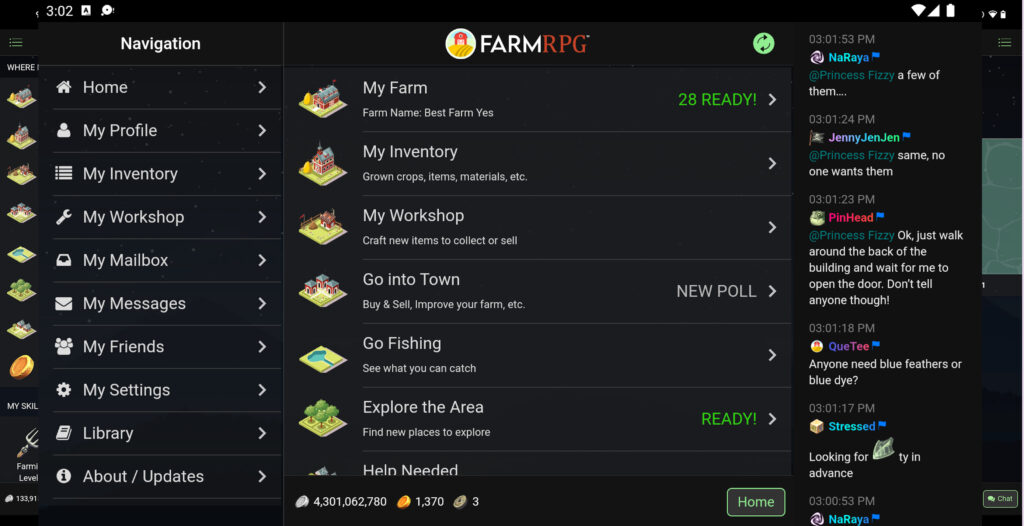 Screenshot of FarmRPG's chat box.