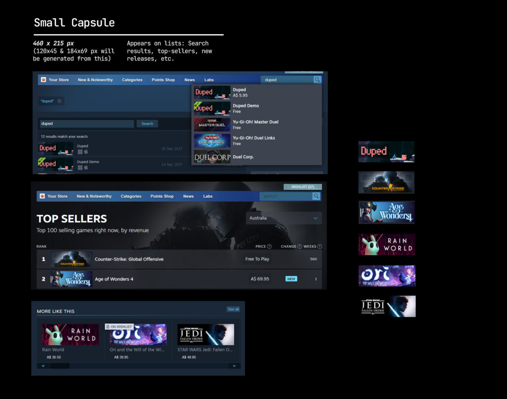 Sample of the small capsule image in the steam store page.